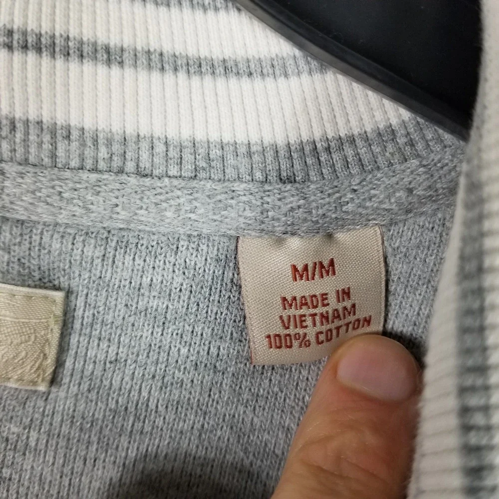 Tommy Bahama Quarter Zip Pullover Men Medium Gray Cotton Embroidered Logo 139